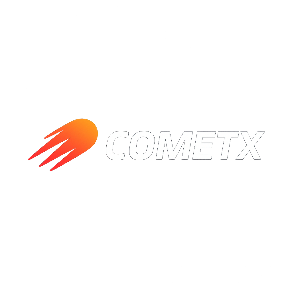 CometX logo with glowing comet mark and COMETX wordmark